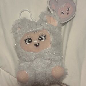 Cute Gray Plush Keychain